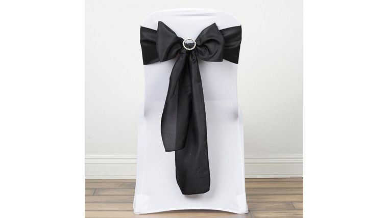 6″ W x 106″ L Black Polyester Sash | Rental