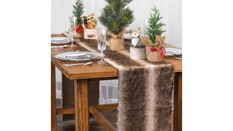 Faux Fur Table Runner – Brown | Rental