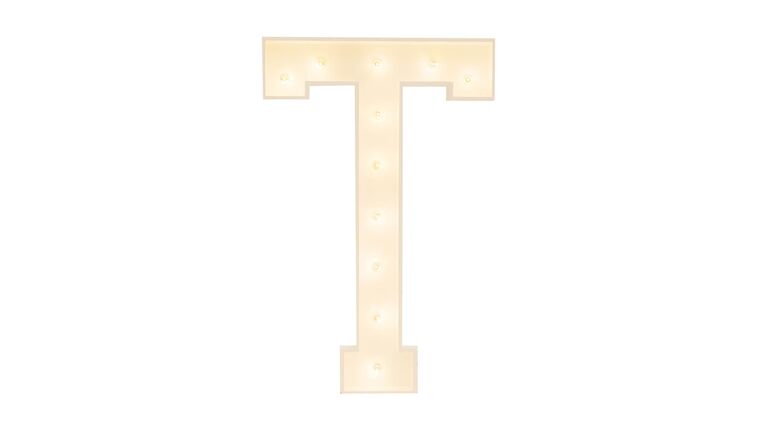 3′ Wood Marquee Letter – White – “T” | Rental
