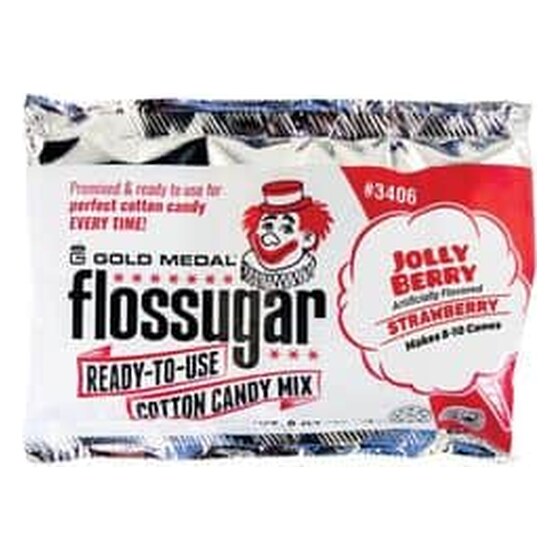 Cotton Candy – Jolly Berry (Strawberry) 8-oz. Flossugar Pouches | Rental