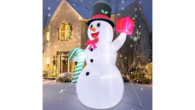 10 Feet Giant Christmas Inflatables Snowman Candy Cane Christmas Outdoor Decorations with LED Lights Stakes Tethers Holiday Christmas Inflatables Outdoor Decoration Blow Up Yard Decoration | Rental