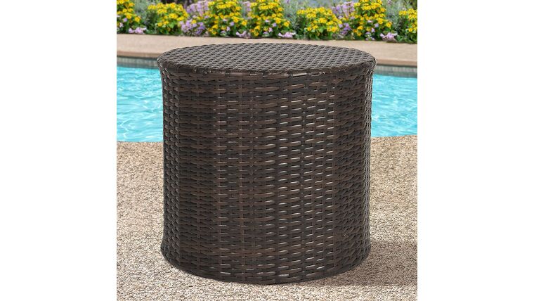 Side Table – BCP Outdoor Wicker Rattan Barrel Side Table Patio Furniture Garden Backyard Pool | Rental