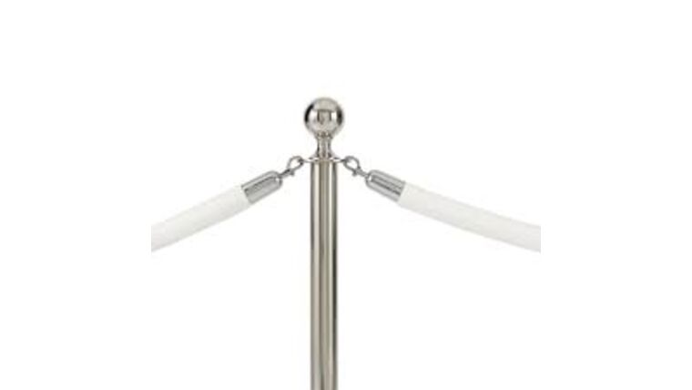 8′ White Vinyl Stanchion Rope w/Polished Chrome Ends | Rental
