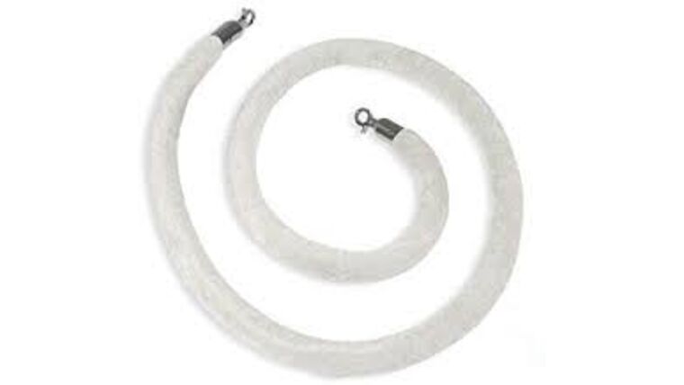 8′ White Vinyl Stanchion Rope w/Polished Chrome Ends | Rental