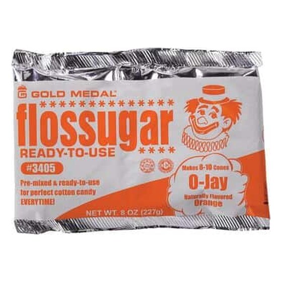 Cotton Candy – O-Jay (Orange) 8-oz. Flossugar Pouches | Rental