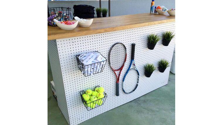 6′ White Peg Board Bar | Rental