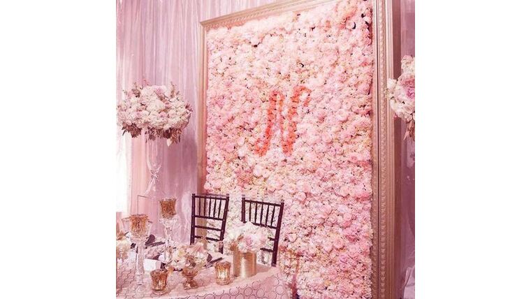 Flower Wall – UV Protected Pink | Cream Hydrangea Flower Wall Panel | Rental