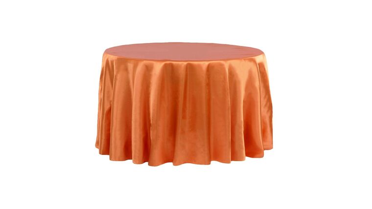 Satin 120″ Round Tablecloth – Burnt Orange | Rental