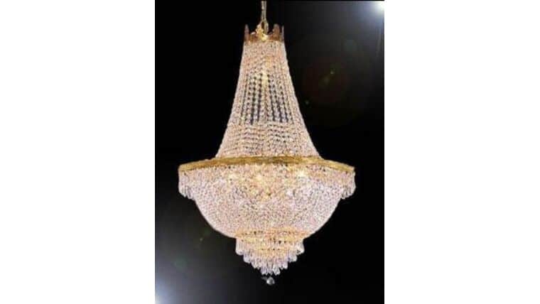 30″ H x 24″W Gold French Empire Crystal Chandelier Lighting | Rental