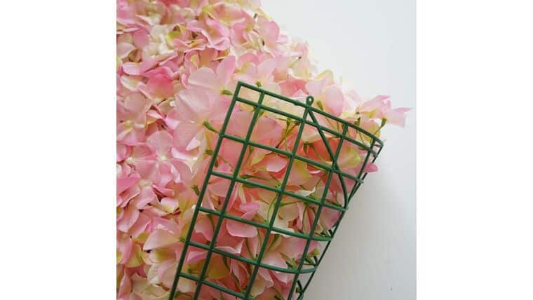 Flower Wall – UV Protected Pink | Cream Hydrangea Flower Wall Panel | Rental
