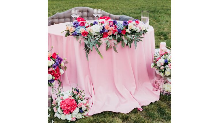 Polyester 108″ Round Tablecloth – Pink | Rental