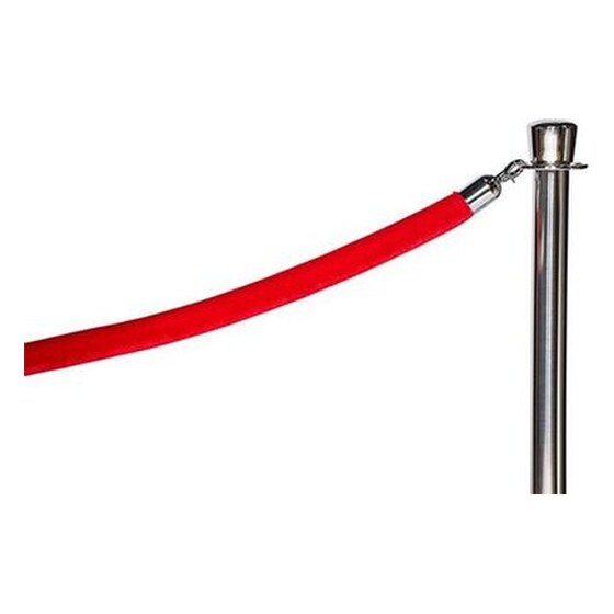 6′ x 1.5” Red Polyester Velour Stanchion Rope w/Chrome Snap Clasp | Rental