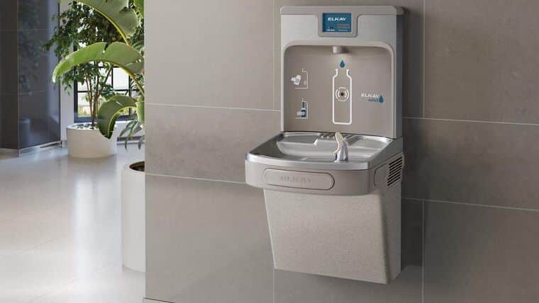 Bottle Filling Station & Single ADA Cooler, Filtered 8 GPH Light Gray 39.50 x 19.00 x 18.45 inches | Rental