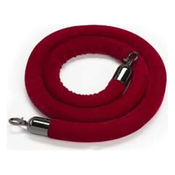 6.5′ Burgundy Velvet Stanchion Rope With Chrome Hooks | Rental