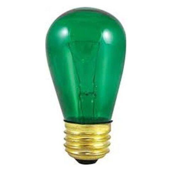S14 – 11W – 130V – Transparent Green Incandescent Light Bulb | Rental