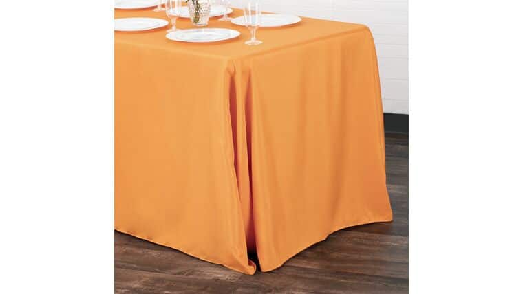 Polyester | 90″ x 156″ Rectangular Polyester Tablecloth – Orange | Rental