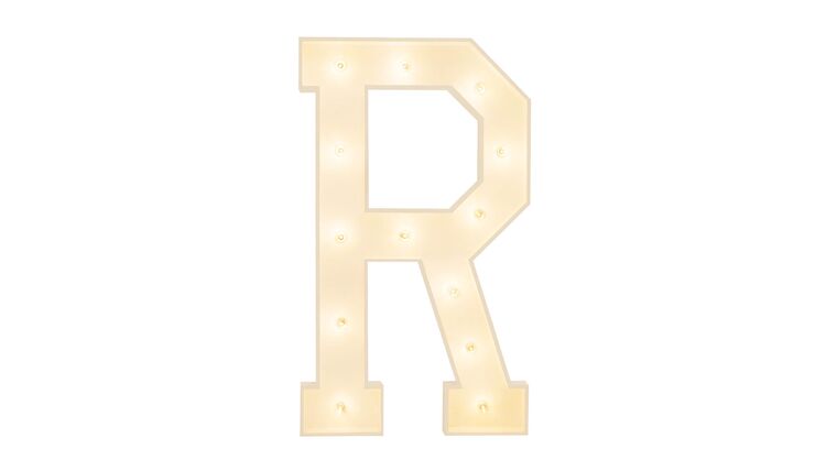 3′ Wood Marquee Letter – White – “R” | Rental