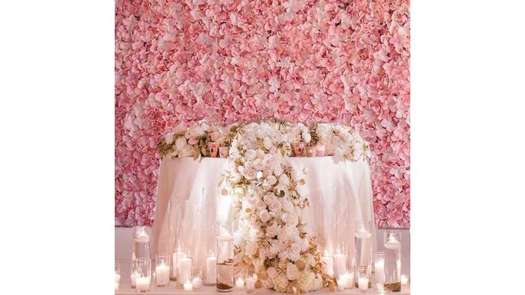Flower Wall – UV Protected Pink | Cream Hydrangea Flower Wall Panel | Rental