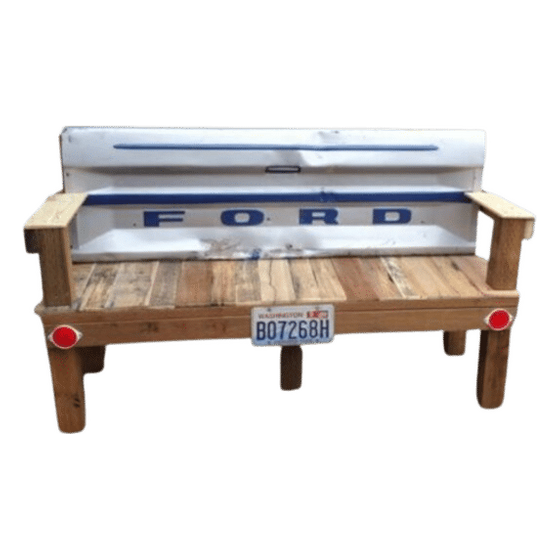 Rustic Ford Tailgate Bench | Rental
