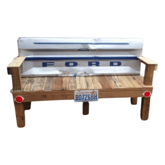 Rustic Ford Tailgate Bench | Rental