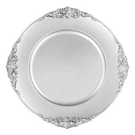 Vintage Acrylic Charger Plate – Silver | Rental