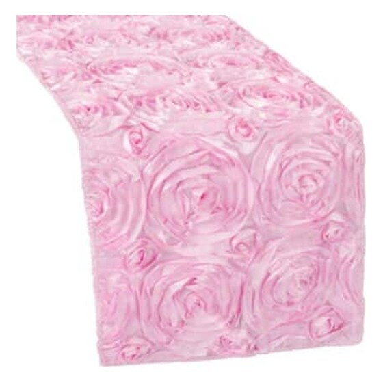 Rosette Satin Table Runner – Medium Pink | Rental