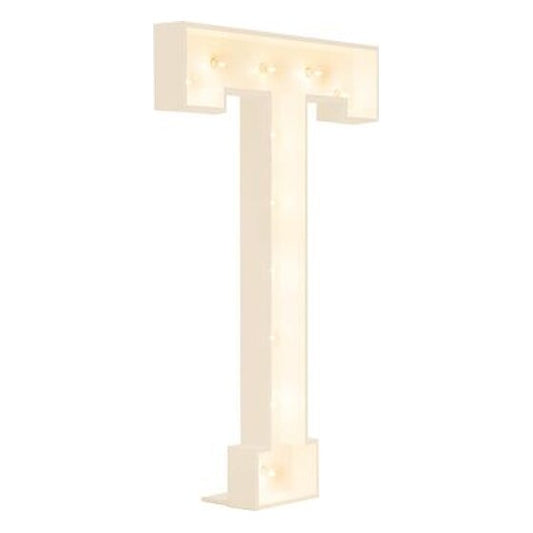 3′ Wood Marquee Letter – White – “T” | Rental