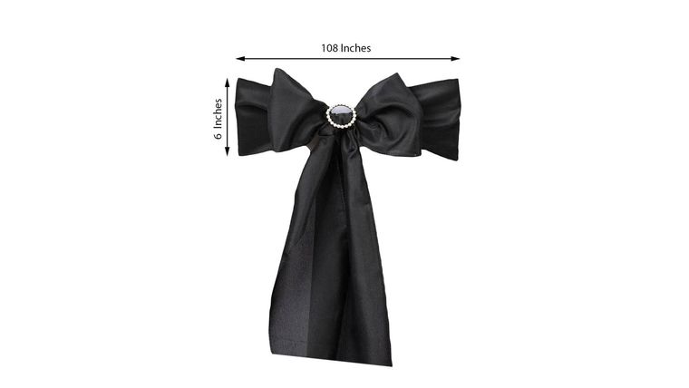 6″ W x 106″ L Black Polyester Sash | Rental