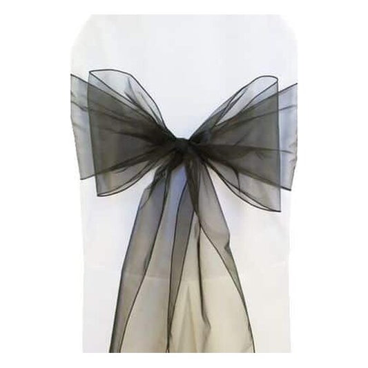 8″ x 108″ Black Organza Sash | Rental