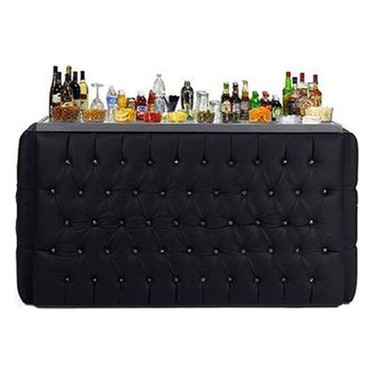 6′ Leather Crystal Button Bar – Black | Rental