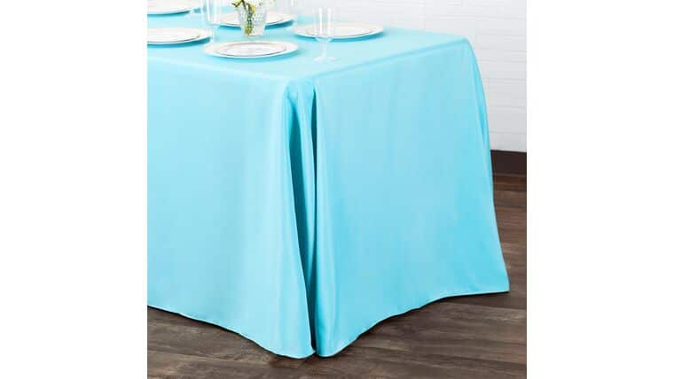 Polyester | 90″ x 156″ Rectangular Polyester Tablecloth – Aqua Blue | Rental