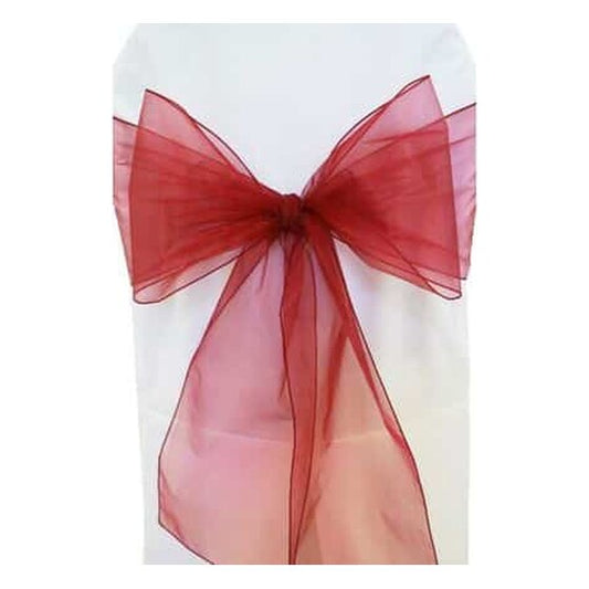 8″ x 108″ – Organza Chair Sash – Burgundy | Rental