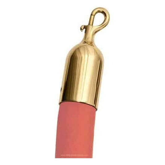 8′ Pink Polyester Velour Stanchion Rope w/Polished Brass Snap Hook End | Rental