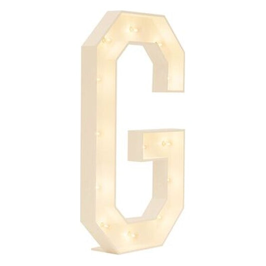 3′ Wood Marquee Letter – White – “G” | Rental