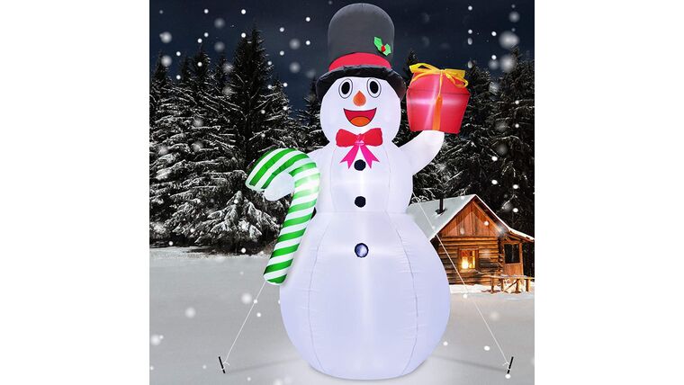 10 Feet Giant Christmas Inflatables Snowman Candy Cane Christmas Outdoor Decorations with LED Lights Stakes Tethers Holiday Christmas Inflatables Outdoor Decoration Blow Up Yard Decoration | Rental
