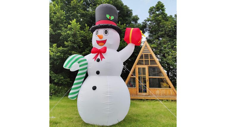 10 Feet Giant Christmas Inflatables Snowman Candy Cane Christmas Outdoor Decorations with LED Lights Stakes Tethers Holiday Christmas Inflatables Outdoor Decoration Blow Up Yard Decoration | Rental
