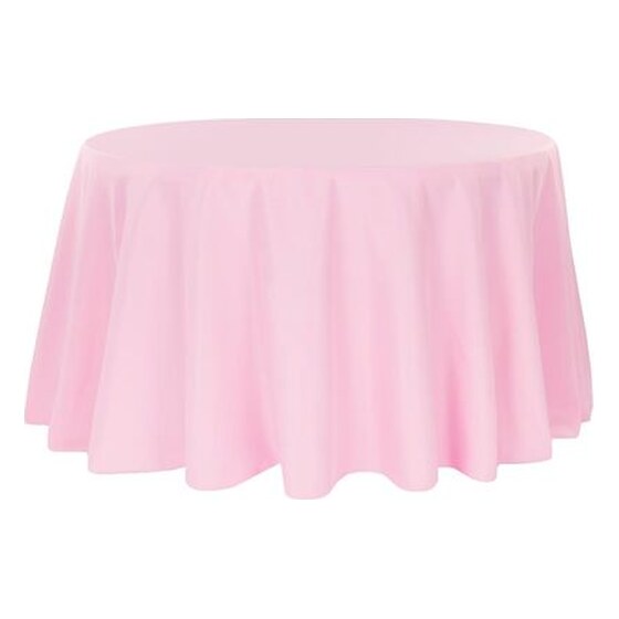 Round Polyester 132″ Tablecloth – Pink | Rental