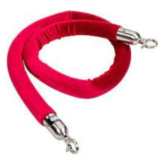 5′ x 1.5” Red Velour Stanchion Rope w/Chrome Snap Clasp | Rental