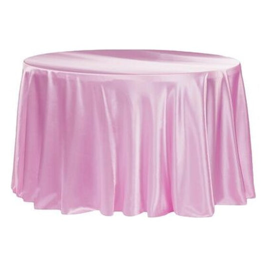 Satin 120″ Round Tablecloth – Medium Pink | Rental