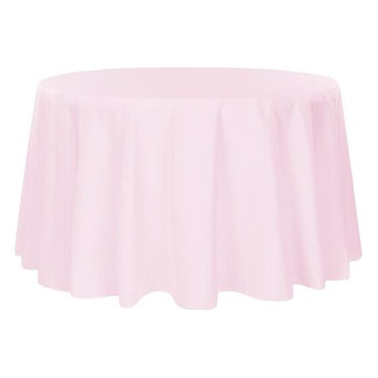 Polyester 120″ Round Tablecloth – Pastel Pink | Rental