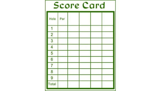 Holes 1-9 Mini Golf Score Card | Rental
