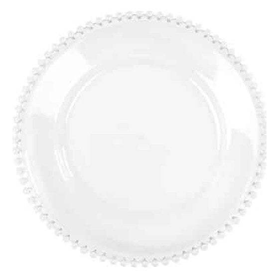 Beaded Acrylic Round Charger Plate – Clear | Rental