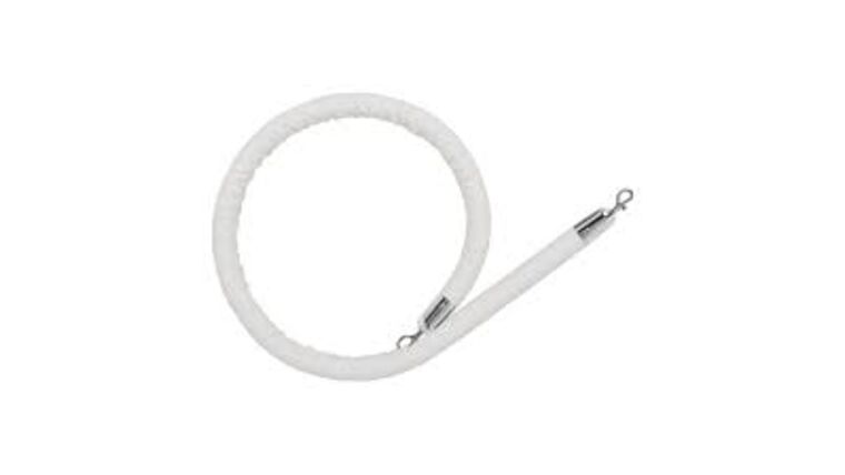 8′ White Vinyl Stanchion Rope w/Polished Chrome Ends | Rental