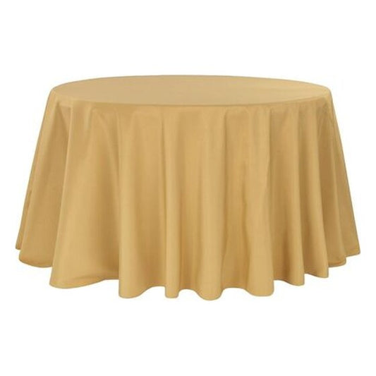 Polyester 120″ Round Tablecloth – Gold | Rental