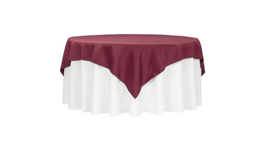Polyester | 72″ Square Polyester Overlay/Tablecloth – Burgundy | Rental